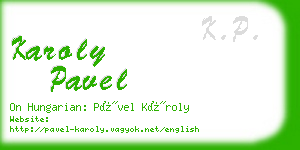 karoly pavel business card